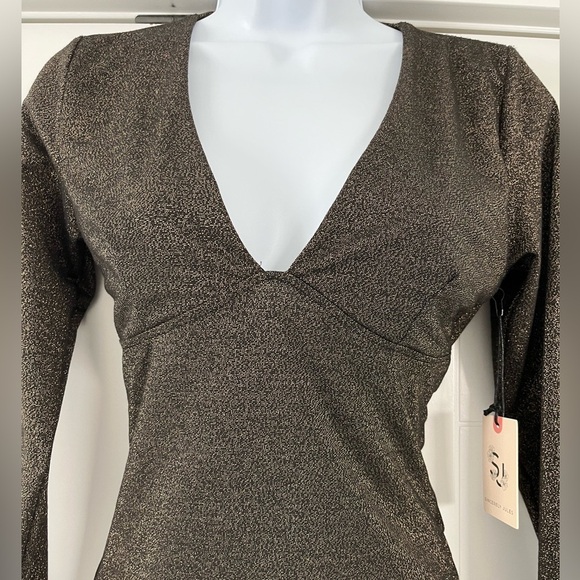 NWT Sincerely Jules/ Metallic glitter/ Bodysuit/ Long sleeve/ Size US S - Picture 5 of 15